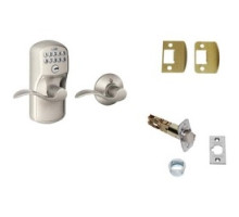 SCHLAGE ALLEGION BRAND  FE575 PLY/ACC 619 16211 10063        Door Lock, Keypad, Auto-Locking, Plymouth Knob/Accent, Satin Nickel, With Triple Deadlatch, Dual Strike