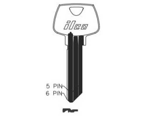 KABA ILCO CORP  01007RG NS A35  AA00017493              Cylinder Lock Key Blank, 6-Pin, Sectional, Natural Nickel Silver, 7 Price Group, For Sargent