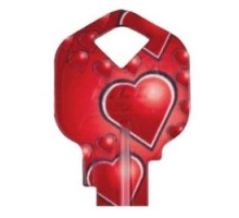 KABA ILCO CORP  SC1-HEARTS A38               Decorative Key Blank, Personali-Keys, Schlage/Baldwin, Hearts Design, Small Bow, Big Impact, SC1 Keyway, 39 Price Group