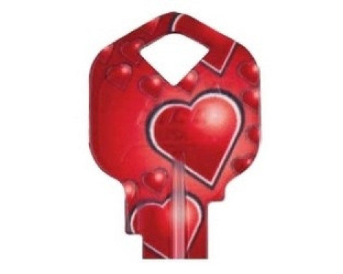 KABA ILCO CORP  SC1-HEARTS A38               Decorative Key Blank, Personali-Keys, Schlage/Baldwin, Hearts Design, Small Bow, Big Impact, SC1 Keyway, 39 Price Group
