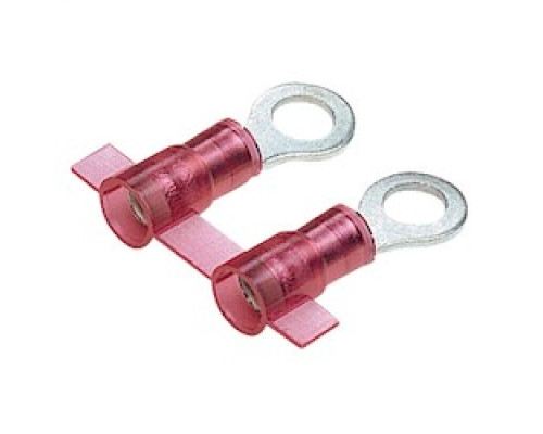 PANDUIT  PNF18-4RN-3K               Ring Terminal, narrow tongue, nylon insulated, metal sleeve, 22 A 18 AWG, #4 stud size.