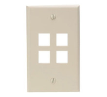 LEVITON  41080-4IP               QuickPort Wallplate, Single Gang, 4-Port, Ivory