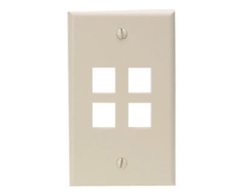 LEVITON  41080-4IP               QuickPort Wallplate, Single Gang, 4-Port, Ivory