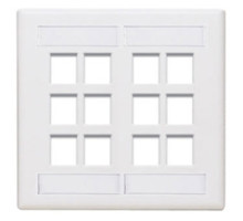 LEVITON  42080-12W               QuickPort Wallplate with ID Window, Dual Gang, 12-Port, White