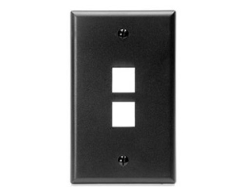 LEVITON  41080-2EP               QuickPort Wallplate, Single Gang, 2-Port, Black