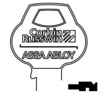 CORBIN RUSSWIN INC  77A1-6PIN-10               Door Lock Key Blank, Cylinder, Single-Section, Standard, 6-Pin, X-Class Bitting, Coined Logo Bow