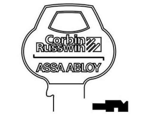 CORBIN RUSSWIN INC  77A1-6PIN-10               Door Lock Key Blank, Cylinder, Single-Section, Standard, 6-Pin, X-Class Bitting, Coined Logo Bow