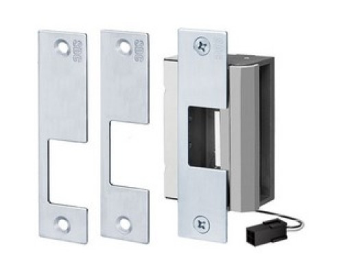 SECURITY DOOR CONTROLS 55-ABCULBM        Electric Strike, Universal, 12/24 Volt DC, 600/300 Milliampere, Stainless Steel, With 3 Faceplate, Latchbolt Monitor, For Cylindrical Lock, Mortise Lock