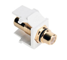 LEVITON  40830-BWE               QuickPort RCA, Gold-Plated Connector with Black Stripe, White