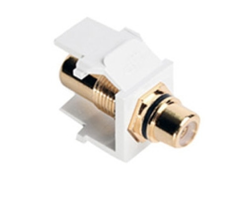 LEVITON  40830-BWE               QuickPort RCA, Gold-Plated Connector with Black Stripe, White