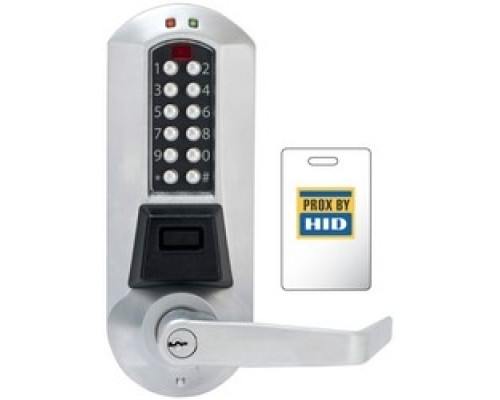 KABA  E5710XS-WL-626-41               Electronic Pushbutton Lock, Prox, Extra Heavy Duty, Key-In-Lever Schlage C Keyway Cylinder, Exit Trim, Satin Chrome, With Winston Lever