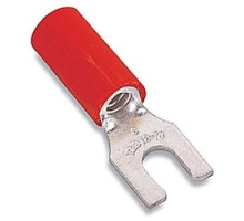 THOMAS & BETTS  RA2253M               Nylon Insulated Locking Fork Terminal, Length 0.86in, Width 0.29in, Max Insulation 0.136, Bolt Hole #10, Wire Range #22-#16 AWG, Red, Copper, Tin Plated, On Mylar Tape, 1,000 Pack