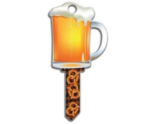 LUCKY LINE PRODUCTS INC  B110K               House Key, Kwikset, Beer Mug, Brass, Enamel Coating, 1 each per Card