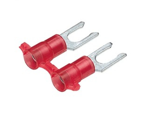 PANDUIT  PN18-10LF-3K               Locking Fork Terminal, nylon insulated, metal insulation grip sleeve, 22 - 18 AWG wire range, #10 stud size.