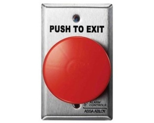 ALARM CONTROLS  TS-21R               Pushbutton, Large, Mushroom, 1-Gang, Momentary, PUSH TO EXIT Label, 1NO-1NC, 10 Ampere at 120 Volt AC/35 Volt DC, -25 to 70 Deg C, 2-1/2