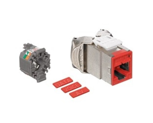 LEVITON  61SJK-RC6               Mod Jack, Atlas-X1, Category 6 Shielded Connector, Crimson