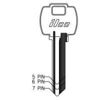 KABA ILCO CORP  1054WD NP A07  AA48861012              Cylinder Lock Key Blank, 5-Pin, Sectional, Brass, Nickel Plated, 7 Price Group, For Falcon