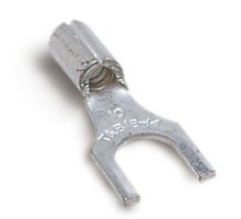 THOMAS & BETTS  C115NP               Non-Insulated Fork Terminal, Length 0.82in, Width 0.38in, Bolt Hole #10, Wire Range #12-#10 AWG, Copper, Nickel Plated, 500 Pack