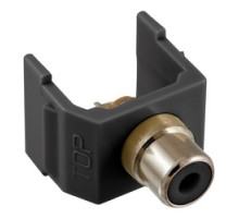 HUBBELL PREMISE WIRING  SFRCBKBK               RCA Connector, Solder Termination,Black Insulator, Black Housing