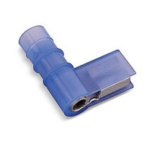 THOMAS & BETTS  RBD14-187A               Nylon Fully Insulated 90 Degree Flag Female Disconnect, Length 0.74in, Width 0.61in, Max Insulation 0.150, Tab Size 0.187x.032, Wire Range #16-#14 AWG, Blue, Copper, Tin Plated