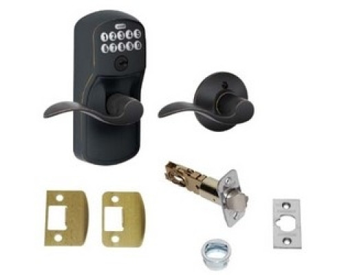 SCHLAGE ALLEGION BRAND  FE575 PLY/ACC 716 16211 10063        Door Lock, Keypad, Auto-Locking, Plymouth Knob/Accent, Aged Bronze, With Triple Deadlatch, Dual Strike