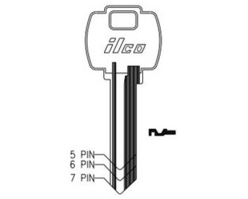 KABA ILCO CORP  A1054WF NP A14               Cylinder Lock Key Blank, 6-Pin, Master, Brass, Nickel Plated, 14 Price Group, For Falcon