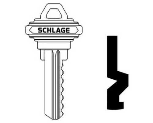 SCHLAGE ALLEGION BRAND  35-102-E        Door Lock Cylinder Key Blank, Classic, Conventional, Emergency, Embossed, Standard Bow, E Keyway, Nickel Silver