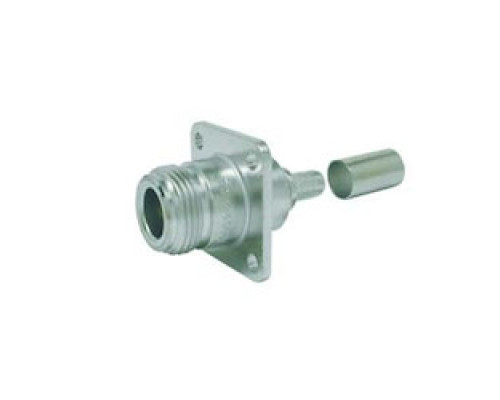 TIMES MICROWAVE TC-240-NF-PM-X 3190-2889       N-FEMALE JACK CRIMP PANEL MOUNT 4-HOLE FLANGE   CONNECTOR NO BRAID