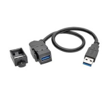 TRIPP LITE U324-001-KPA-BK        USB 3.0 All-in-One Keystone/Panel Mount Extension Cable M/F , Angled Connector, Black, 1 ft.