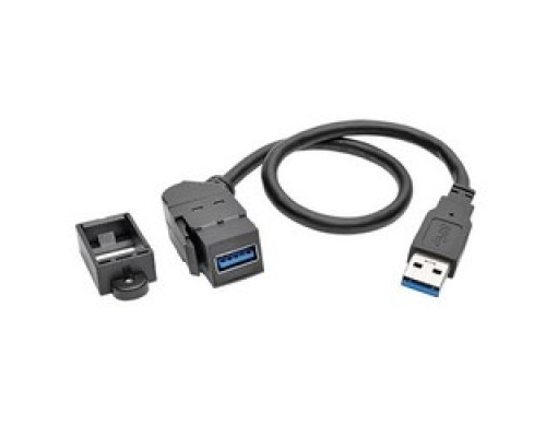 TRIPP LITE U324-001-KPA-BK        USB 3.0 All-in-One Keystone/Panel Mount Extension Cable M/F , Angled Connector, Black, 1 ft.