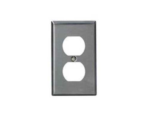 LEVITON  SSJ8-40               1-gang Duplex Receptacle, Wallplate, Midway Size - Stainless Steel