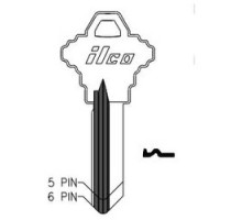 KABA ILCO CORP  A1145J NP A11  AA45253052              Cylinder Lock Key Blank, 6-Pin, Brass, Nickel Plated, 11 Price Group, For Schlage