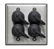 LEVITON  D670K-2S4               DuraPort Industrial Outlet Kit, Dual Gang, 4-Port, Includes Stainless Steel Wallplate With Connector Housings and Caps