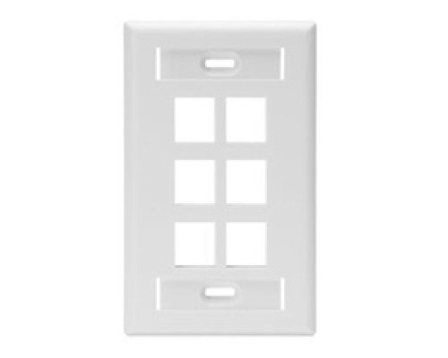 LEVITON  42080-6WS               QuickPort Wallplate with ID Window, Single Gang, 6-Port, White