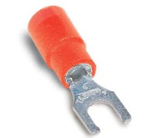 THOMAS & BETTS  TV18-6LFD-XV               Vinyl Insulated Double Crimp Locking Fork Wire Range 22-18 Bolt Hole #6, Red