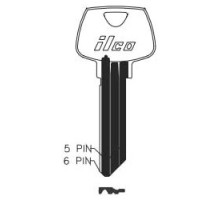 KABA ILCO CORP  01007RK NS A35  AA00017513              Cylinder Lock Key Blank, 6-Pin, Sectional, Natural Nickel Silver, 7 Price Group, For Sargent