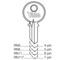 ASSA ABLOY ACCENTRA  RN11GBG               Lock Key Blank, 6-Pin, Standard Bow, Multiplex Section, GBG Keyway, 0.51