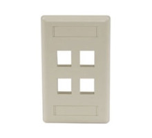 HUBBELL PREMISE WIRING  IFP14EI               Plate, Wall, Flush, 1-G, 4Port, Electric Ivory
