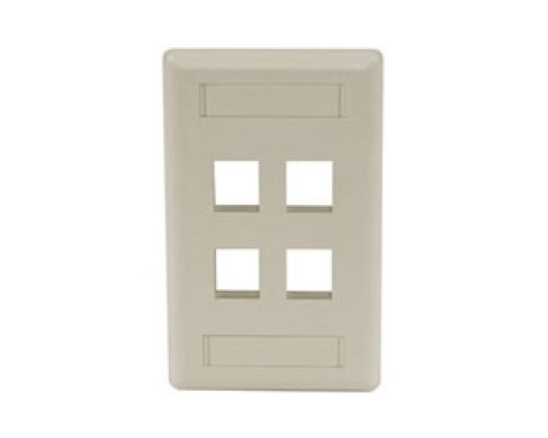 HUBBELL PREMISE WIRING  IFP14EI               Plate, Wall, Flush, 1-G, 4Port, Electric Ivory
