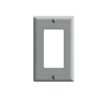 LEVITON  80401-GY               1-gang Decora/gfci Device Decora Wallplate, Standard Size, Thermoset, Device Mount, Gray
