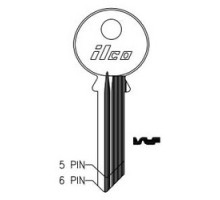 KABA ILCO CORP  998VC NP A14               Cylinder Lock Key Blank, 6-Pin, Sectional, Brass, Nickel Plated, 14 Price Group, For Yale