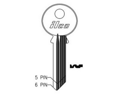 KABA ILCO CORP  998VC NP A14               Cylinder Lock Key Blank, 6-Pin, Sectional, Brass, Nickel Plated, 14 Price Group, For Yale