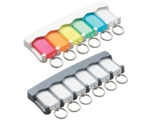 LUCKY LINE PRODUCTS INC 60562        Key Tag Rack, 6-Key, Rugged Plastic, Charcoal Gray, With 6 Clear Tag, Adhesive Tape, Jump Ring, 1 each per Blister Card