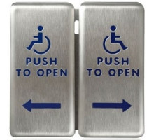 BEA INC  10PBDGP1               Push Plate, Square, Push to Open, Handicap Logo, 4.75