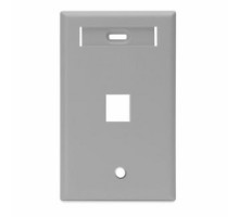 LEVITON  42080-1GS               Single-Gang QuickPort Wallplate with ID Window, 1-Port, Grey