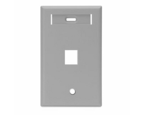 LEVITON  42080-1GS               Single-Gang QuickPort Wallplate with ID Window, 1-Port, Grey