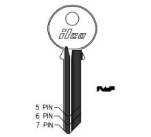 KABA ILCO CORP  998GD NP A10  IAA46004082              Cylinder Lock Key Blank, 6-Pin, Sectional, Brass, Nickel Plated, 10 Price Group, For Yale