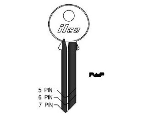 KABA ILCO CORP  998GD NP A10  IAA46004082              Cylinder Lock Key Blank, 6-Pin, Sectional, Brass, Nickel Plated, 10 Price Group, For Yale