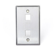LEVITON  43080-1S2               QuickPort Wallplate, Single Gang, 2-Port, Stainless Steel