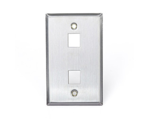 LEVITON  43080-1S2               QuickPort Wallplate, Single Gang, 2-Port, Stainless Steel